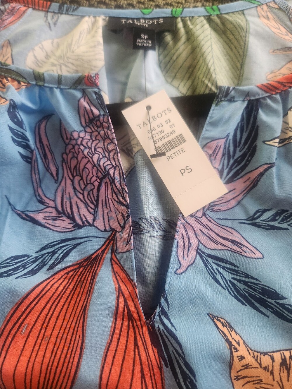 Talbot's NWT Multi-Colored Dress In Floral Print With Ruffle Hem; Petite Small - Picture 9 of 10